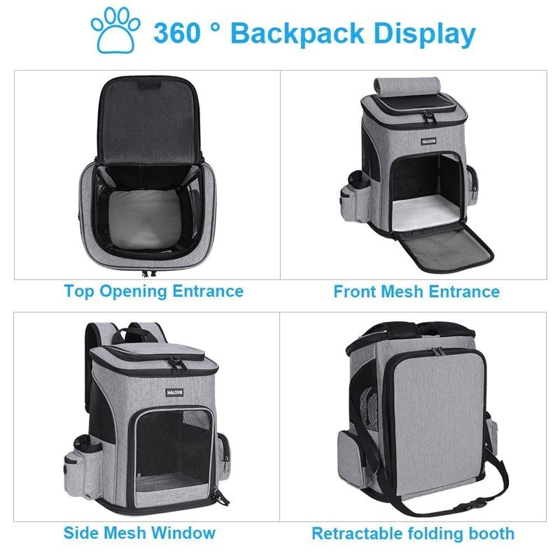 HALOVIE Pet Carrier Backpack Expandable for Cats Dogs Under 18 LB, Breathable Mesh Cat Backpack Carrier Bag, Foldable Dog Backpack Carrier for Small Dogs Rabbits Puppies - Image 5